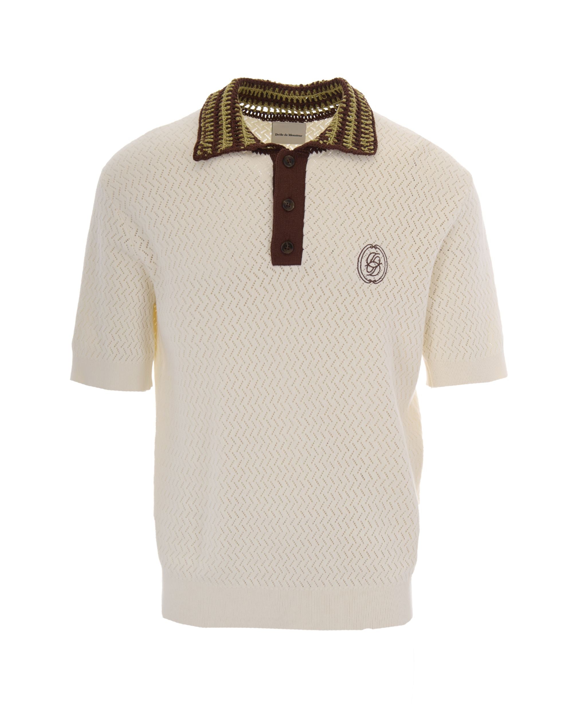 Off White Miroir Maille Ajouré Polo Shirt