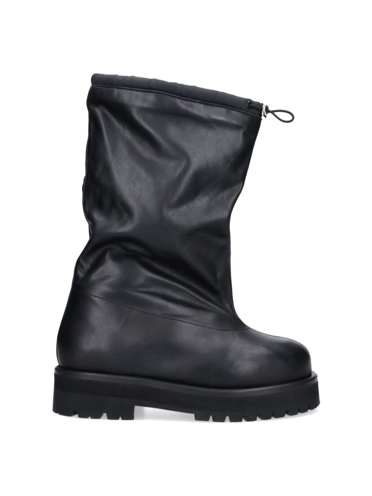 Black Slouched Drawstring Matte Boots