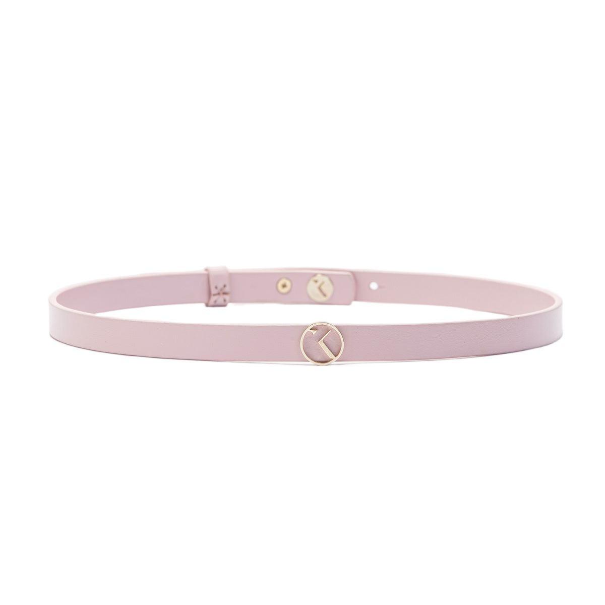 Slim Leather Belt With Circular Metallic Buckle