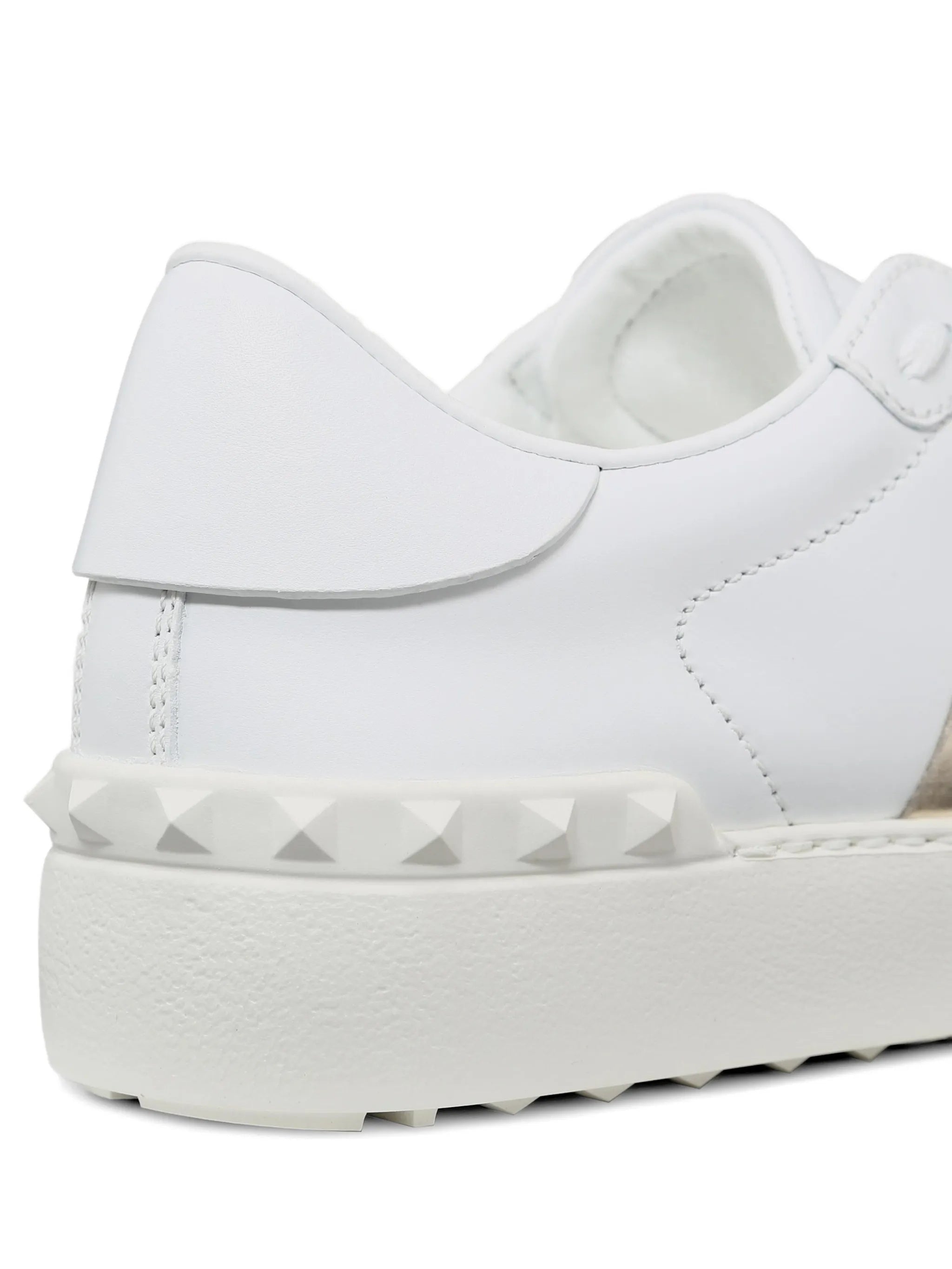 White Leather Metallic Strap Low-Top Sneakers