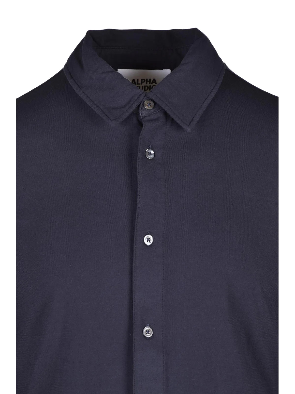 Navy Blue Cotton Elastane Men Shirt