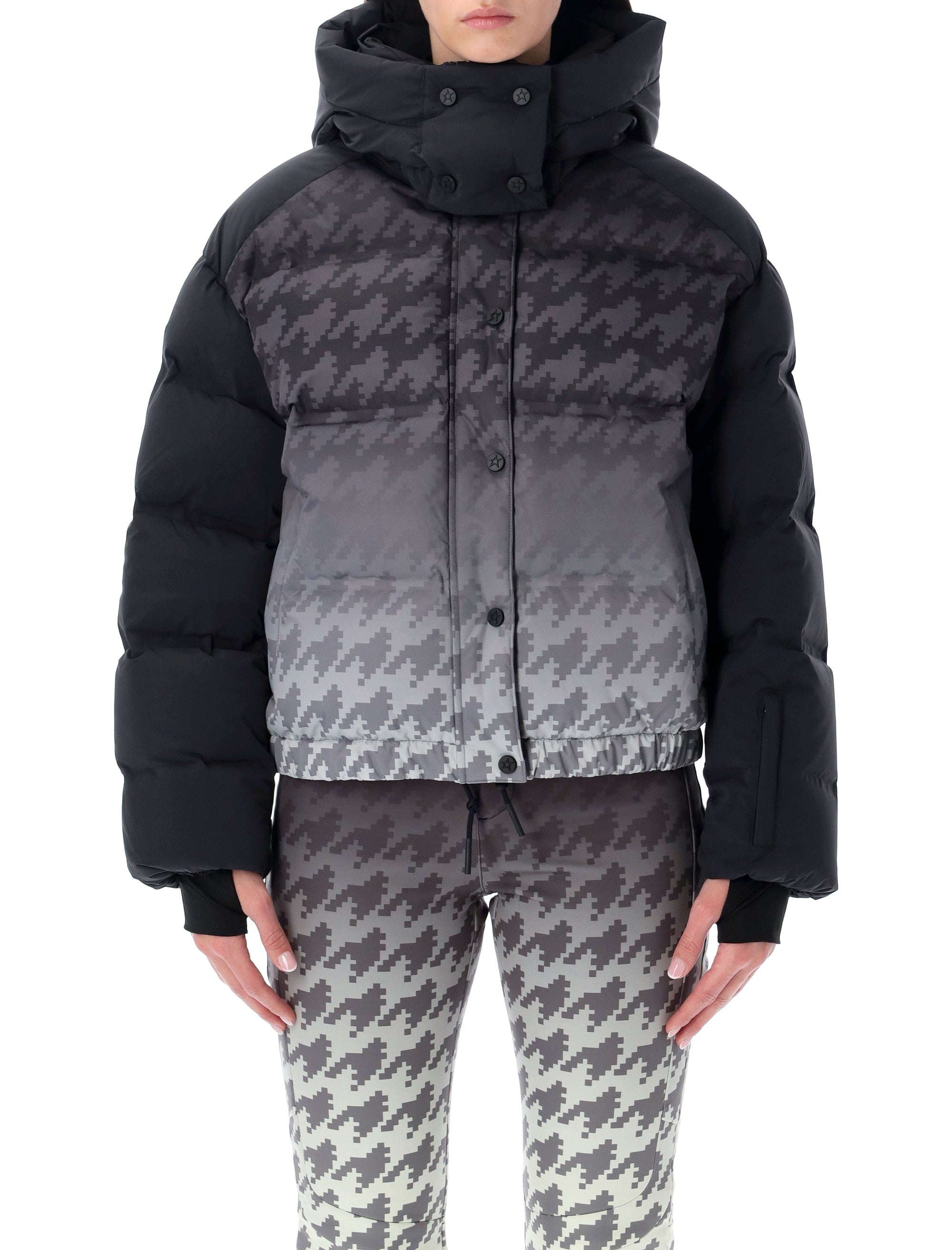 Black Houndstooth Moment Technical Puffer