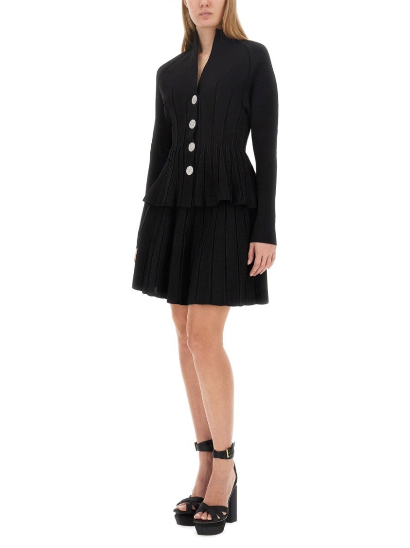 Pleated Black Skater Skirt