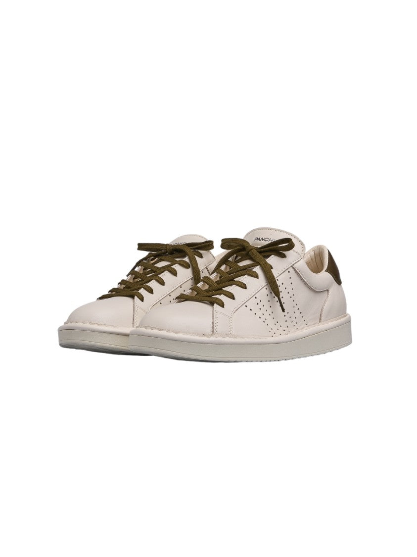 White Lace-Up Sneakers With Black Spoiler