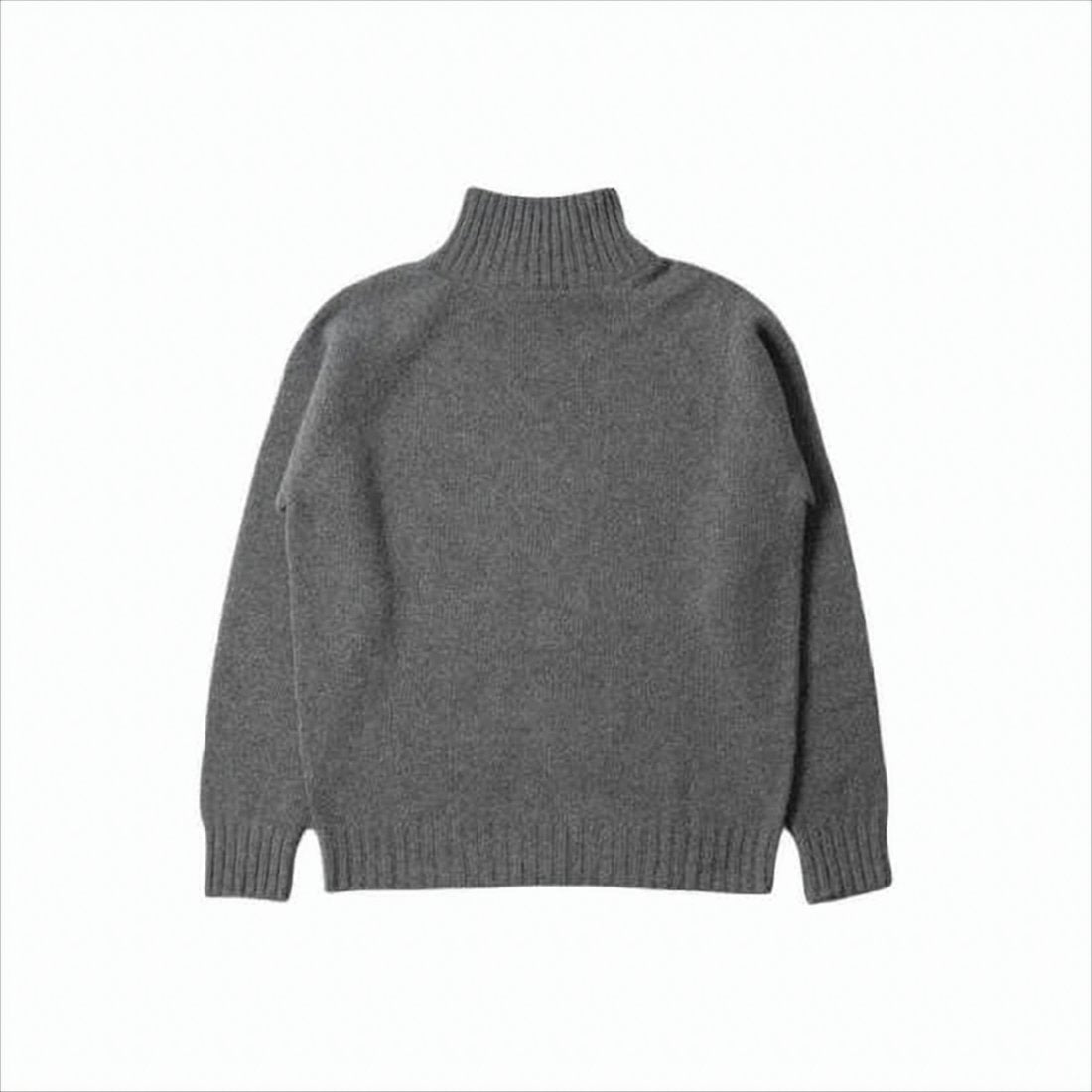 Heathered Grey Merino Wool Cashmere Turtleneck Sweater