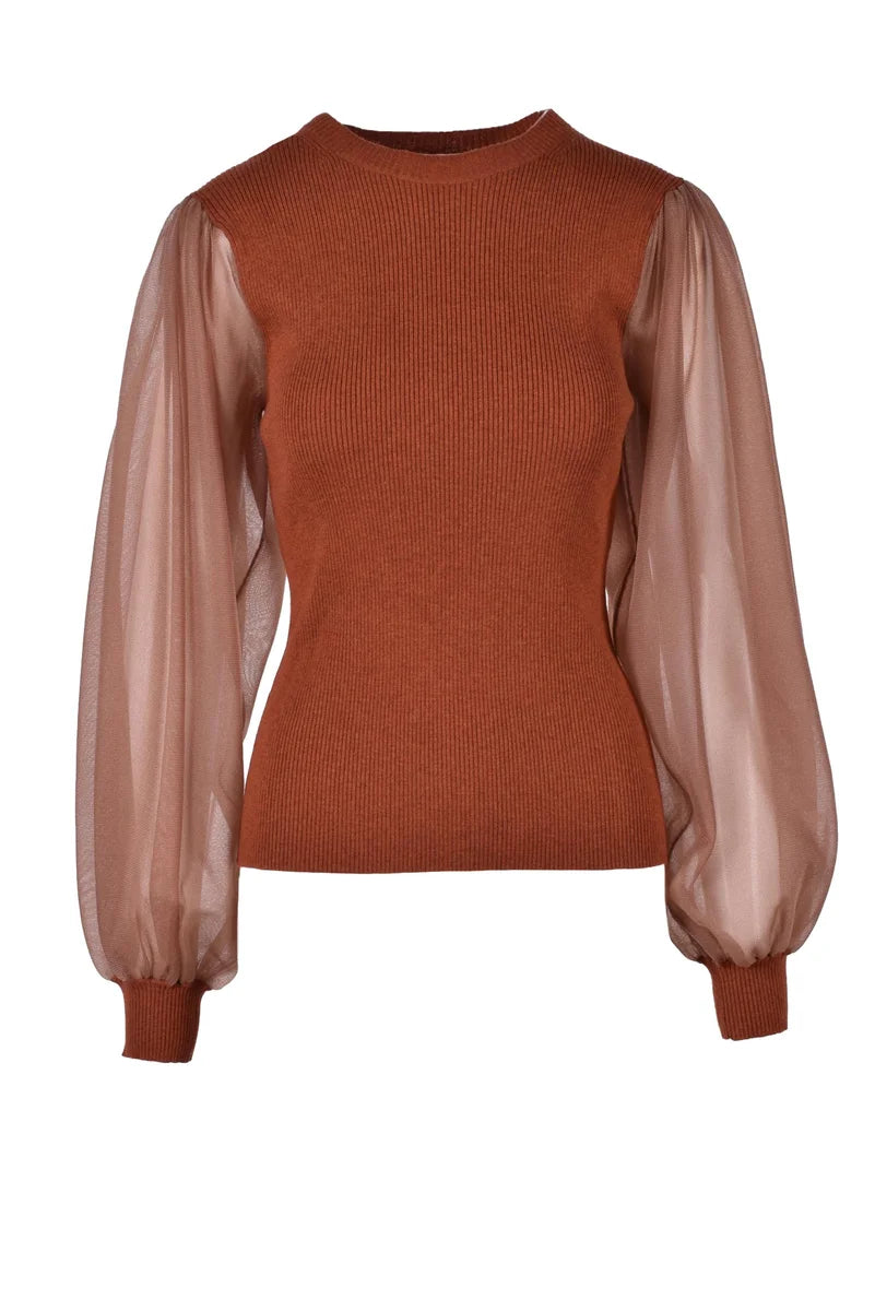 Brown Wool Cotton Nylon Polyester Knit's