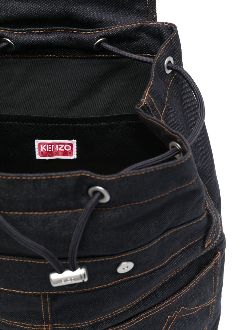 Structured Black Backpack With Orange Stitching