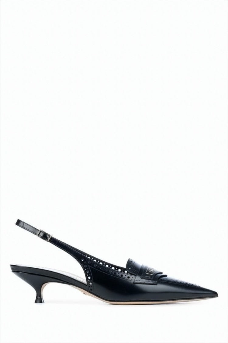 Pointed-Toe Slingback Pumps With Perforated Detailing