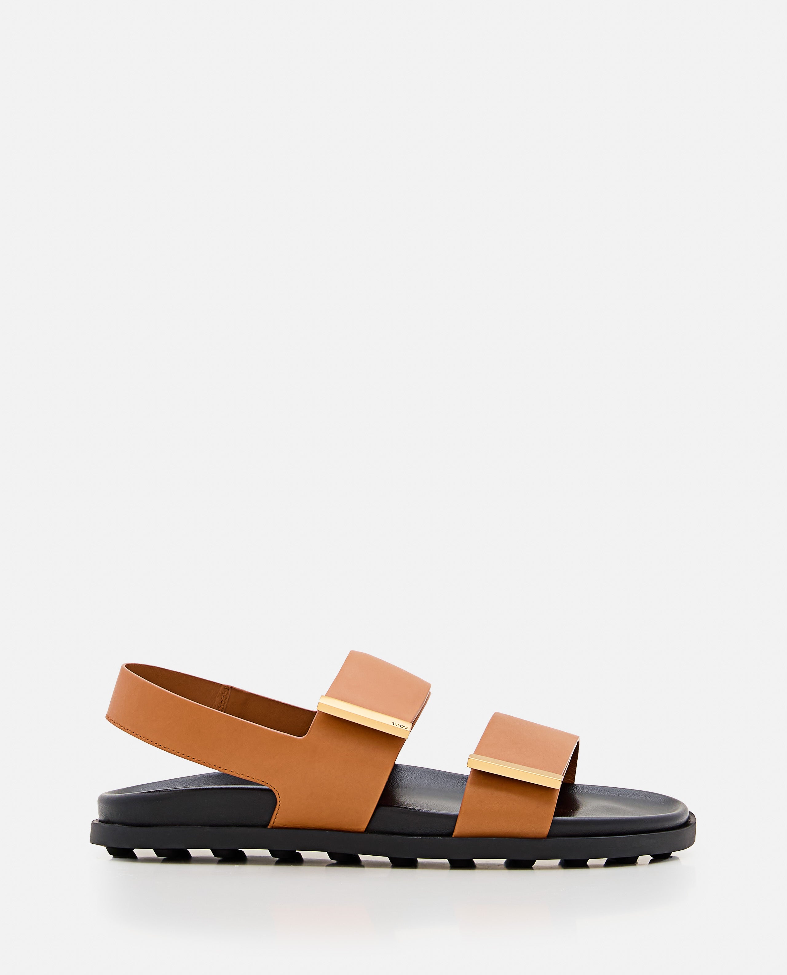 Brown Calfskin Logo Sandals