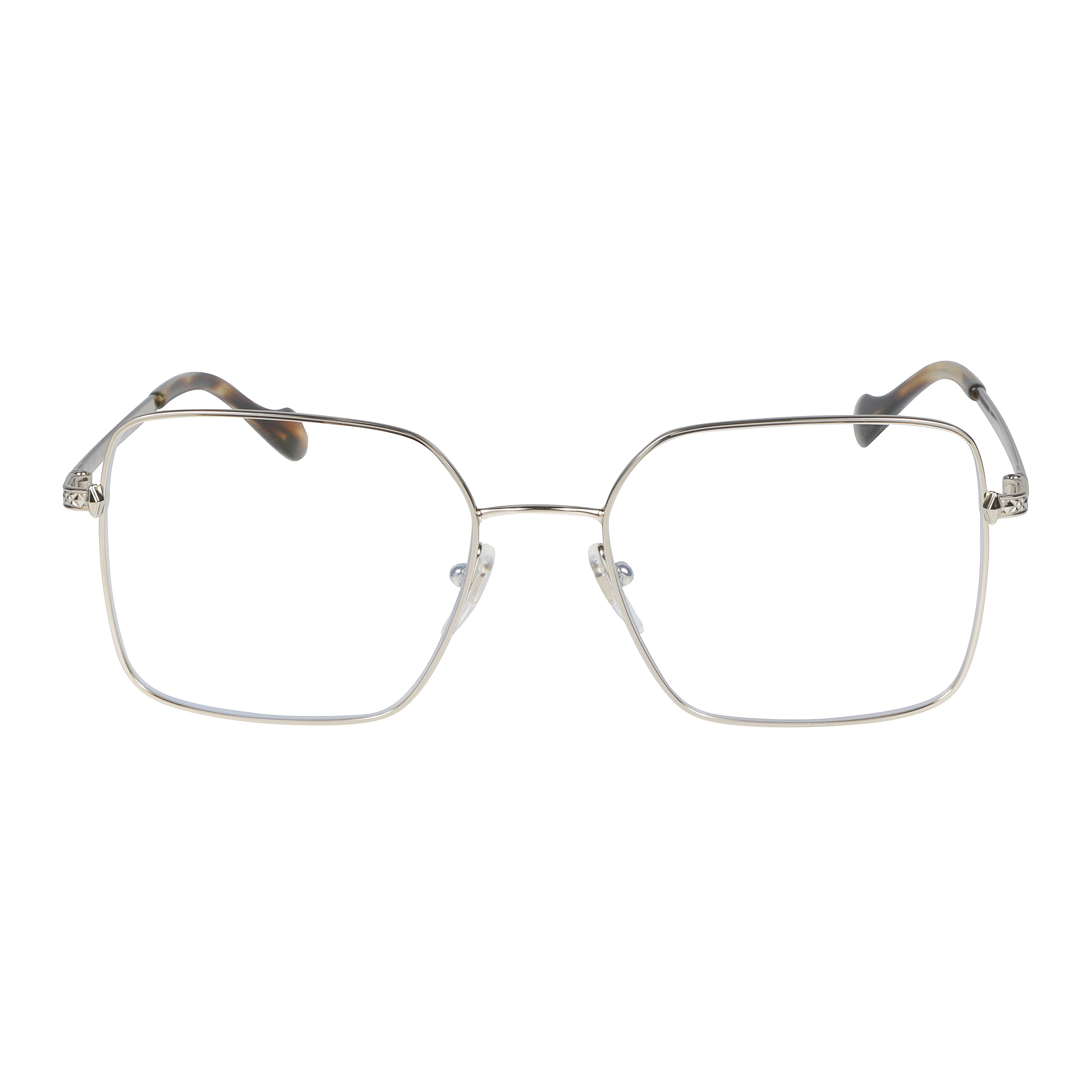 Irys-V Geometric Square Eyeglasses with Silver Metal Frame