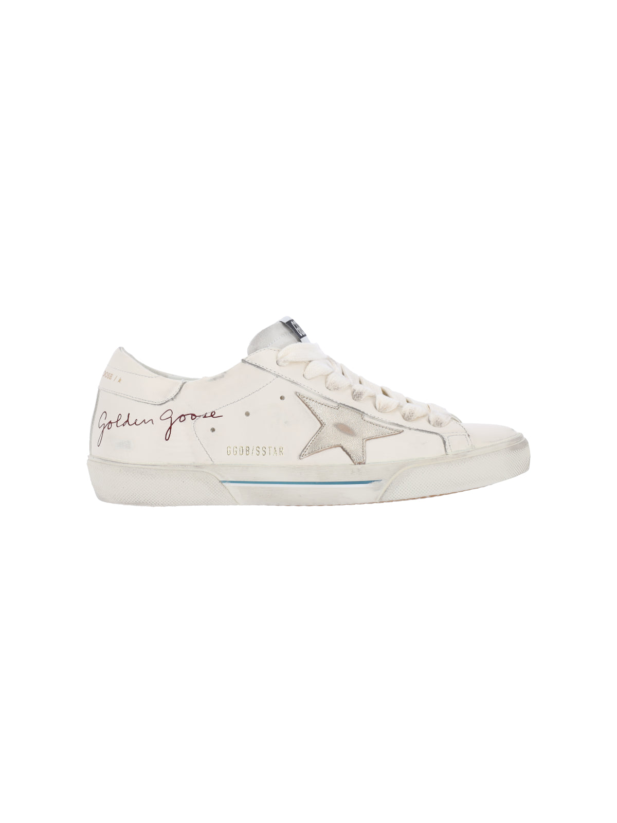 White Super-Star Distressed Leather Low-Top Sneakers