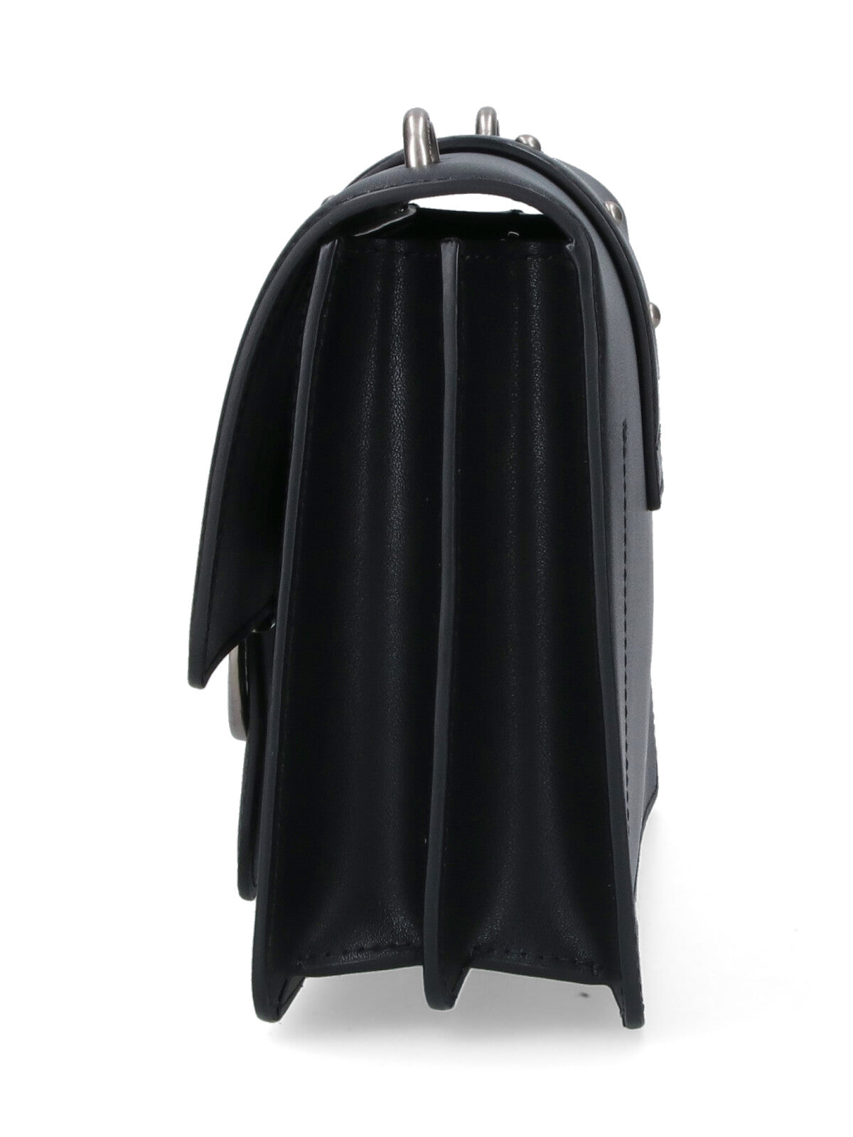 Structured Black Bag With Metallic Chain Strap