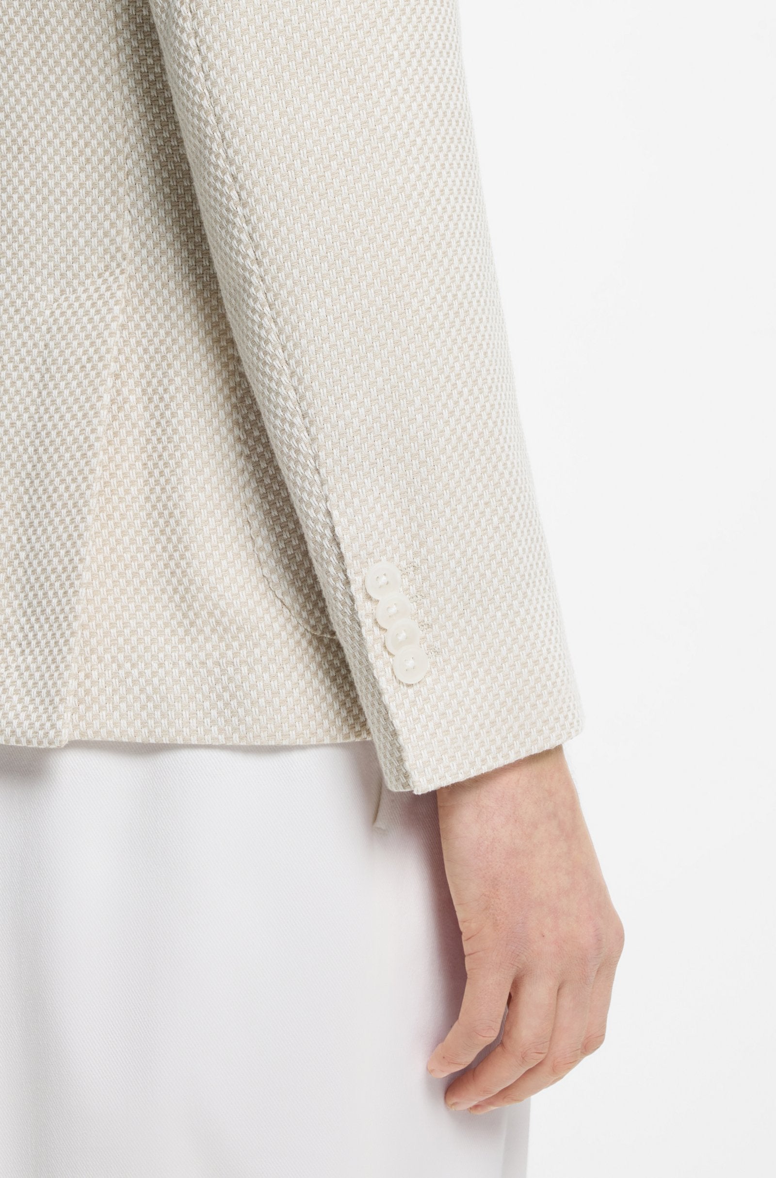 Patterned Cotton Blend 2 Button Jacket
