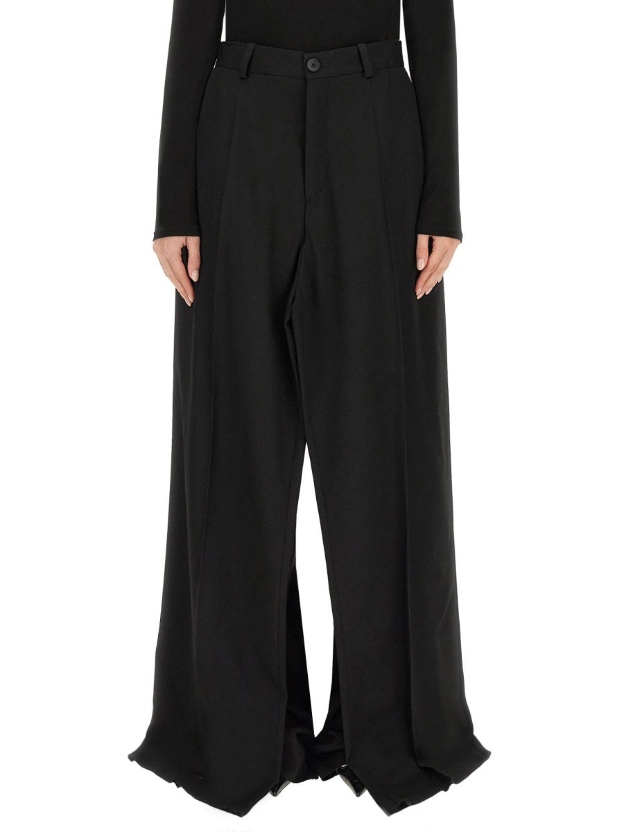 Tailored Double Front Wool Pants with Structured Silhouette