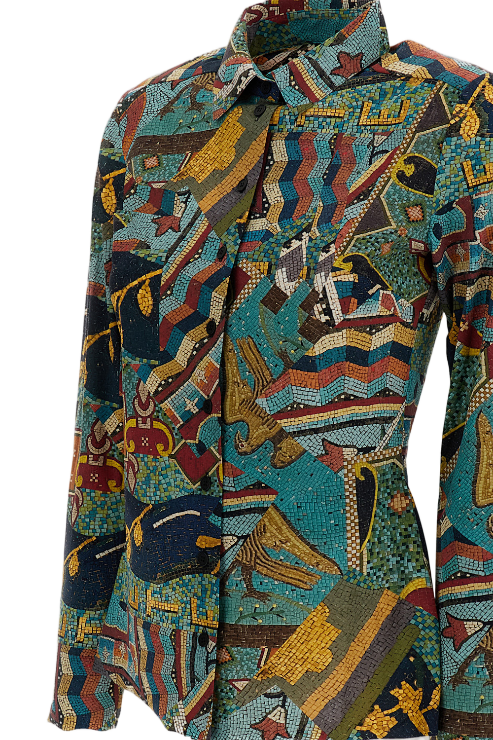 Multicolour Button-Down Shirt with Classic Collar