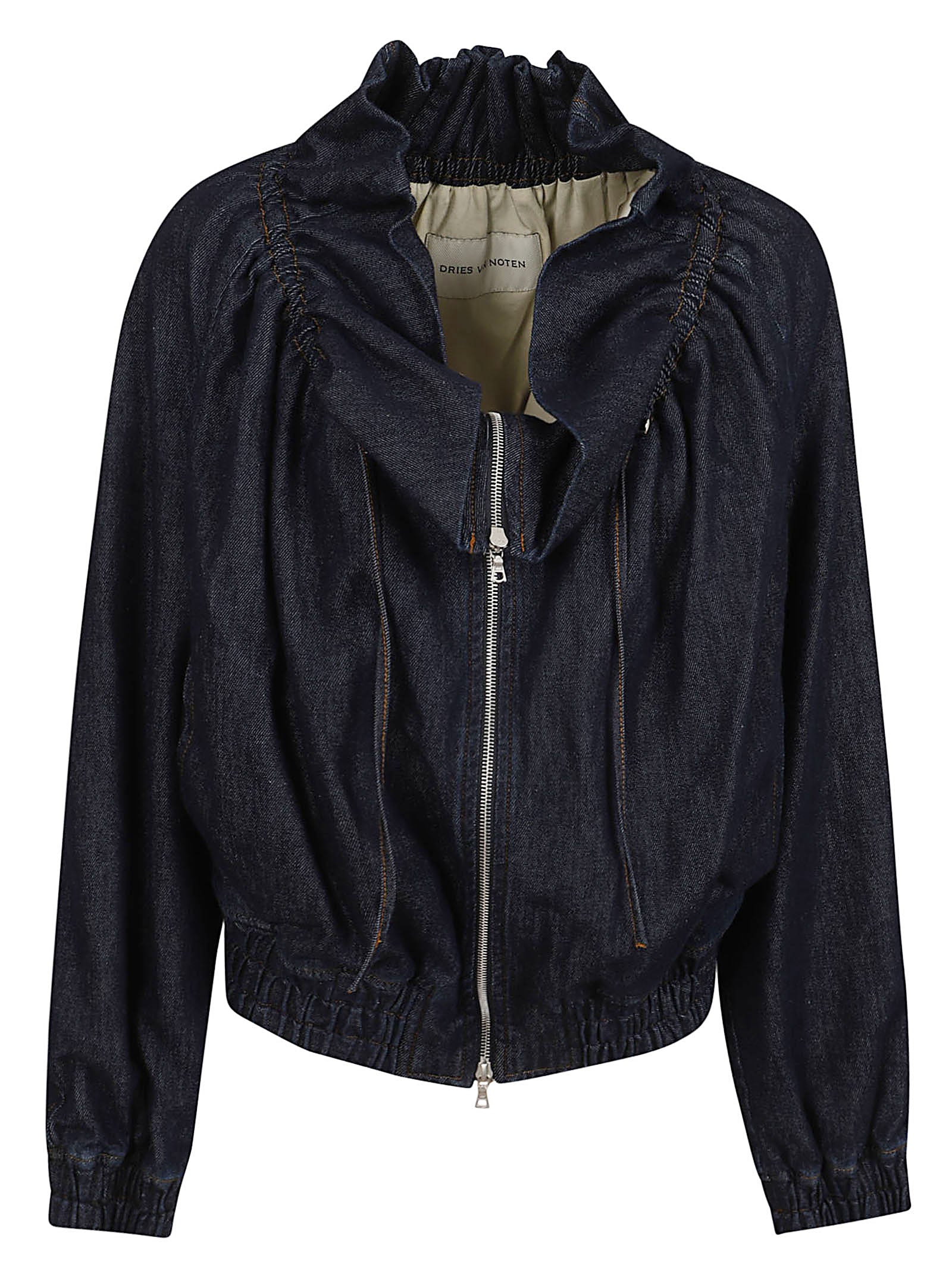 Cocoon-Fit Denim Bomber Jacket