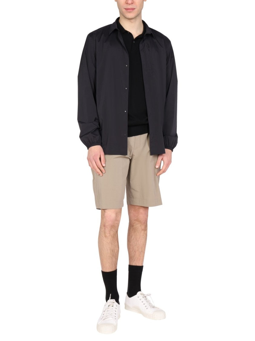 Pointed Collar Snap Closure Shirt Jacket