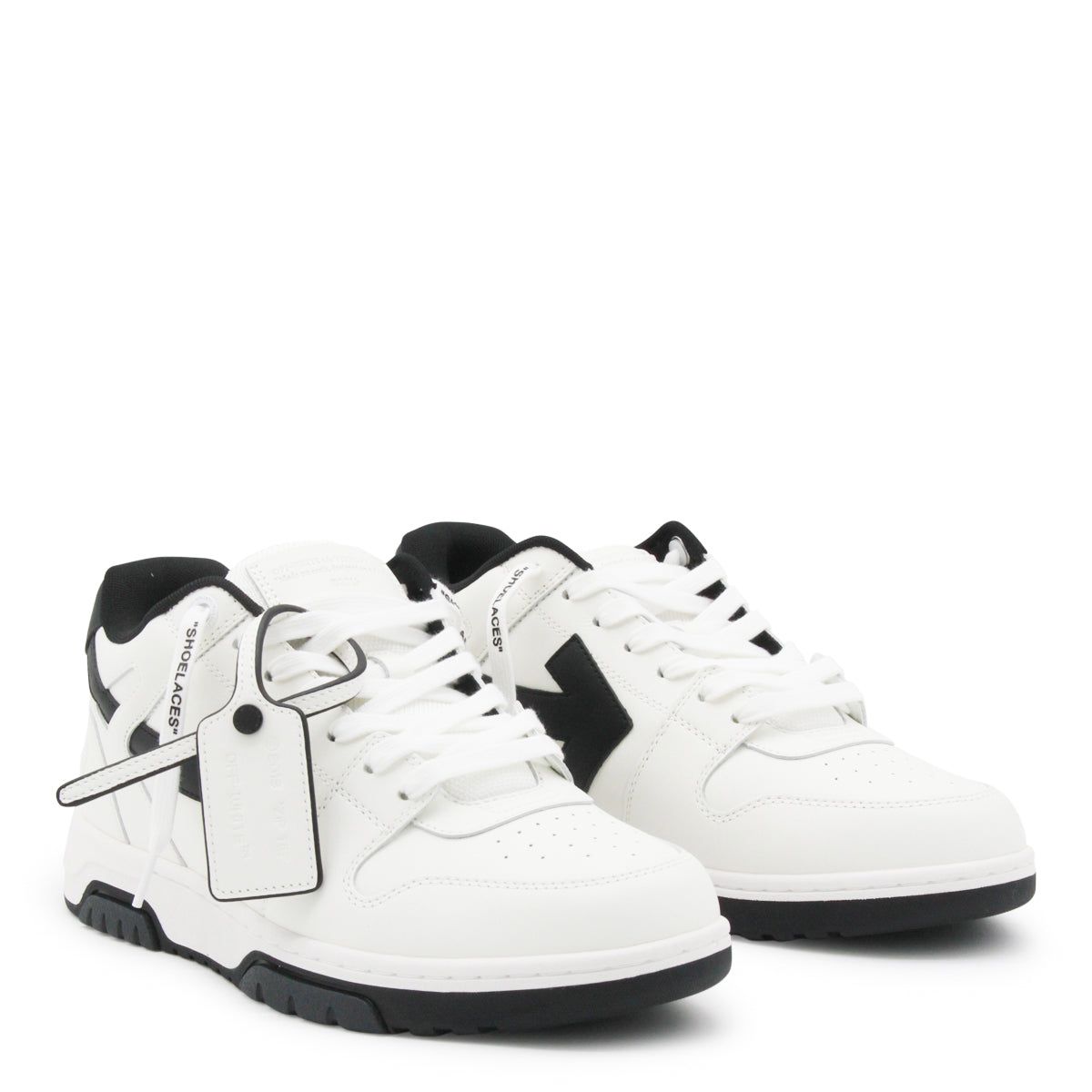White Round Toe Leather Sneakers