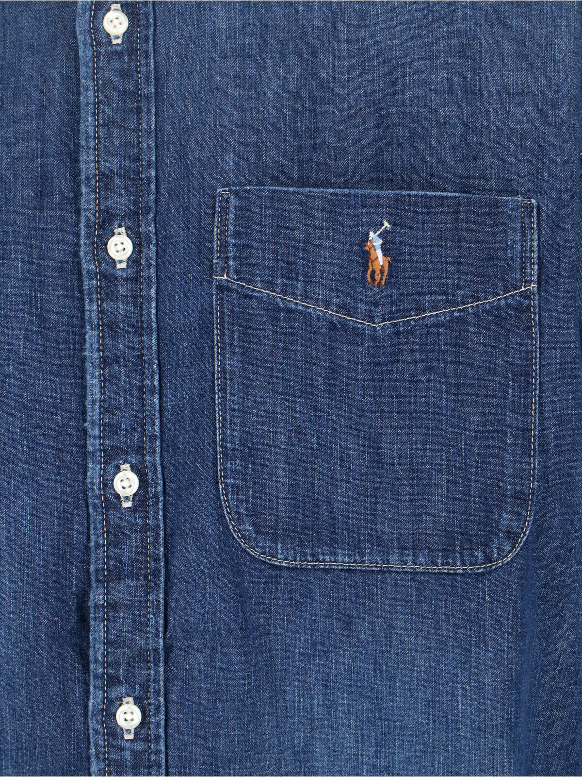Blue Cotton Denim Logo Shirt