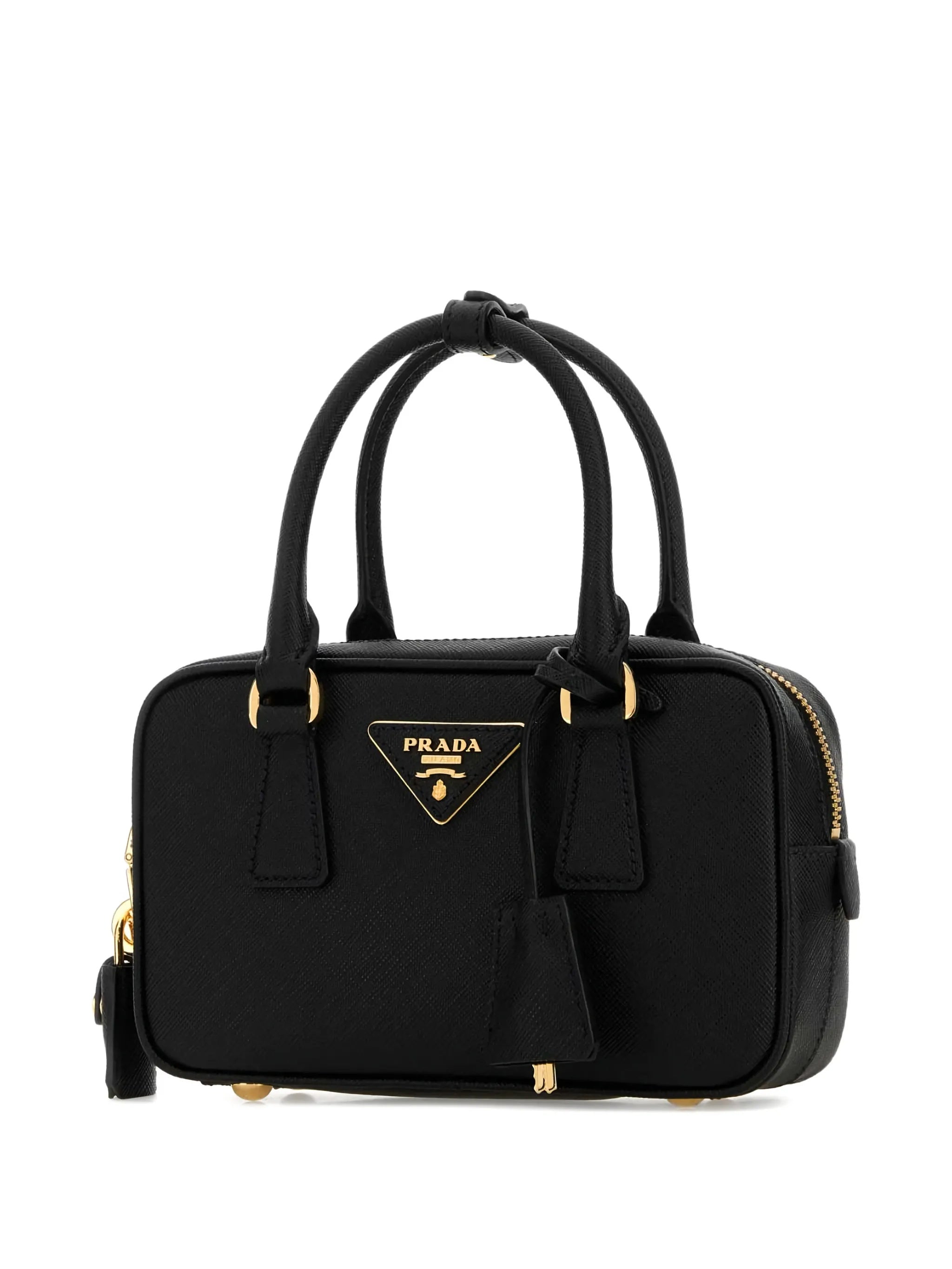 Black Bauletto Structured Leather Handbag