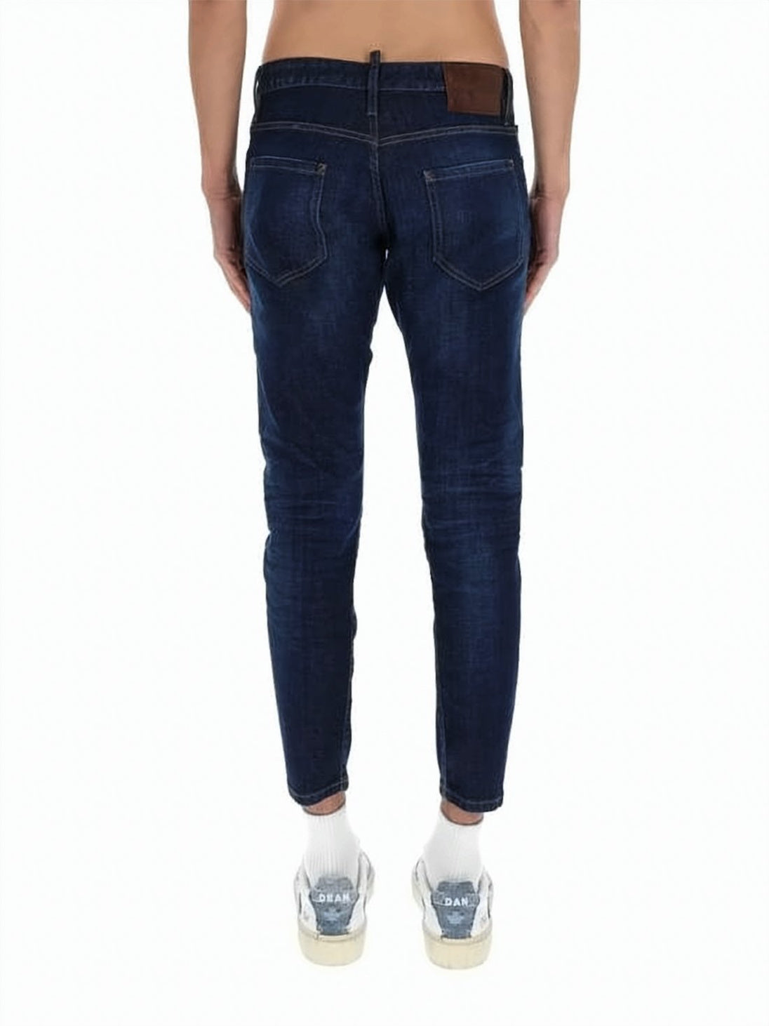 Five-Pocket Denim Pants with Tapered Leg and Indigo Wash