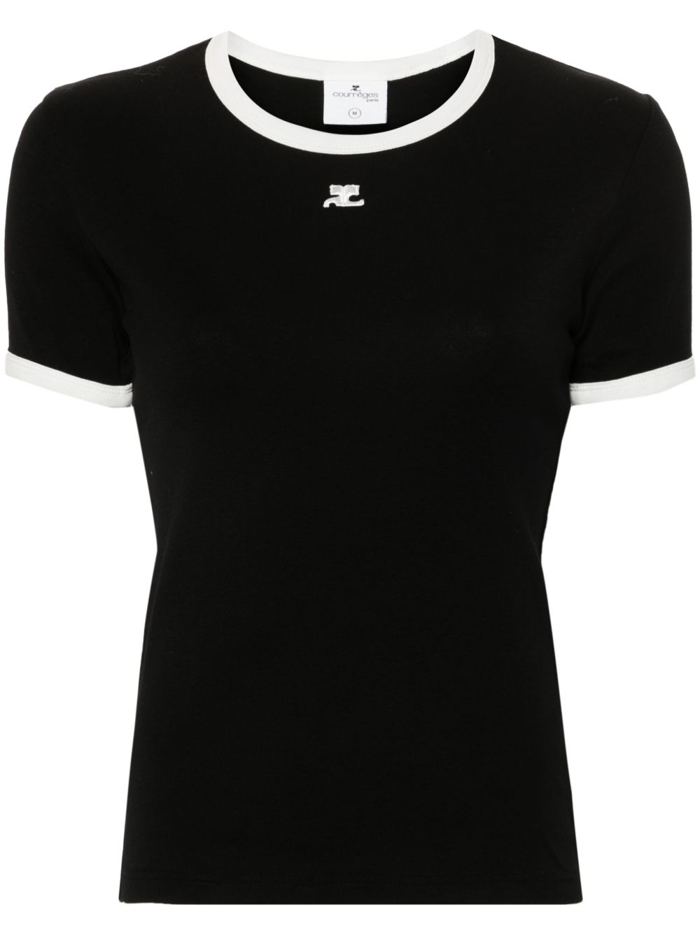 Fitted Black Top With Contrast Trim And Subtle Logo