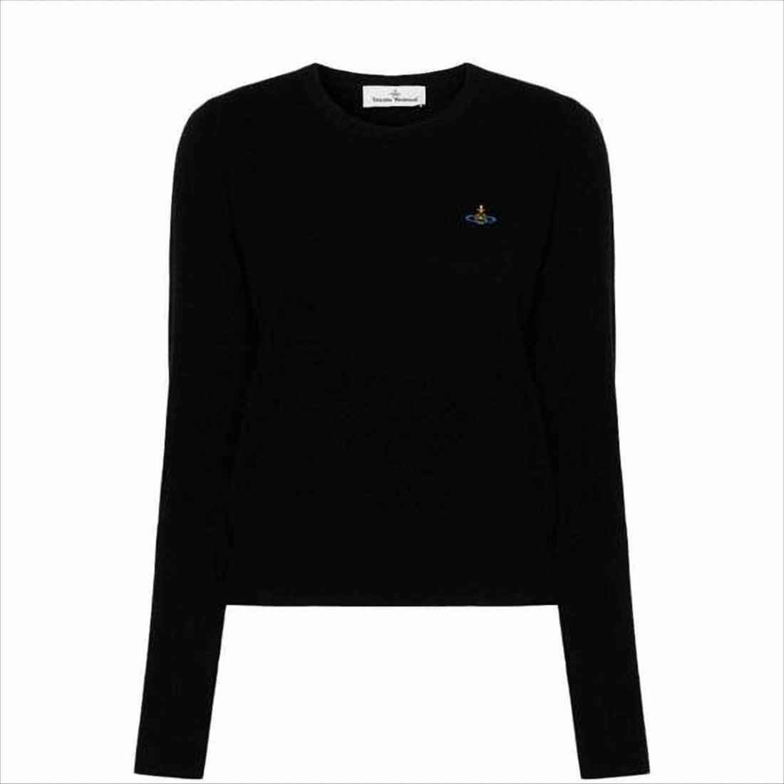 Fitted Black Sweater with Cashmere and Wool Blend