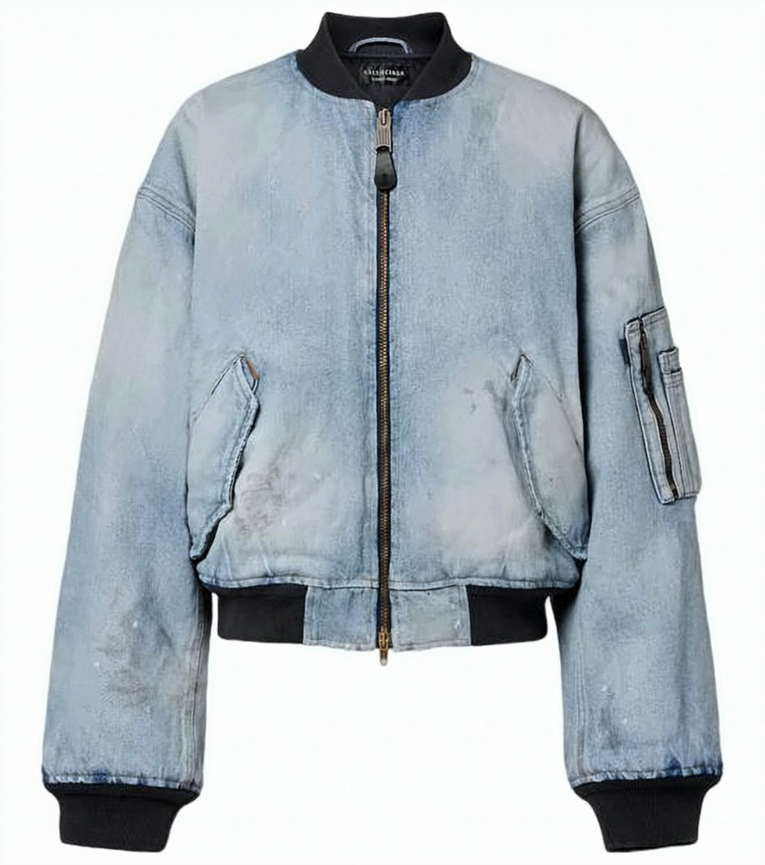 Light Washed Denim Jacket With Utility Pocket