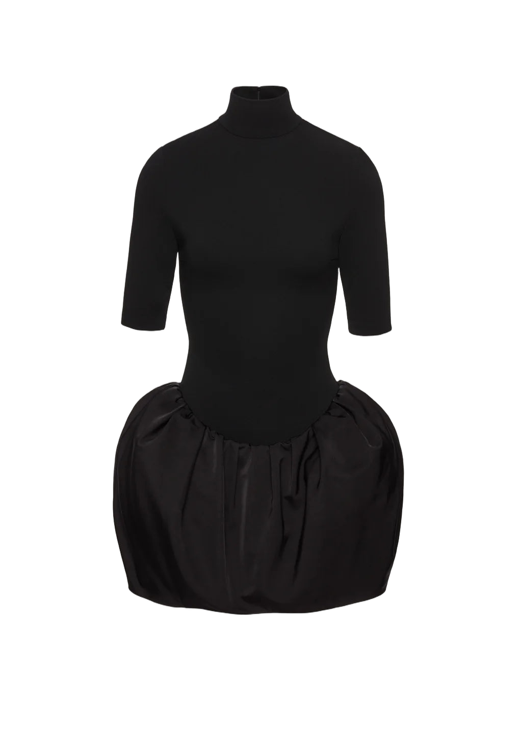 Sculpted Bubble Skirt Mini Dress with Turtleneck