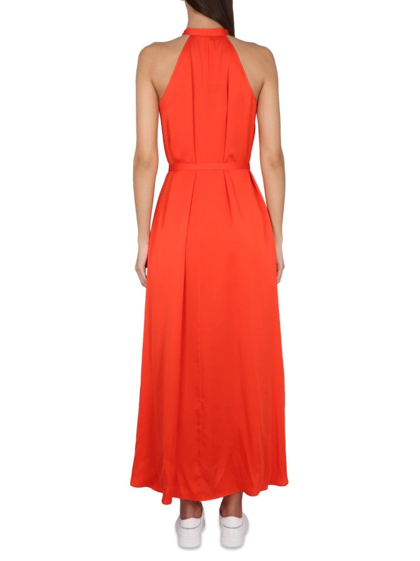 Maxi Dress With Halter Neck And Bow Detail