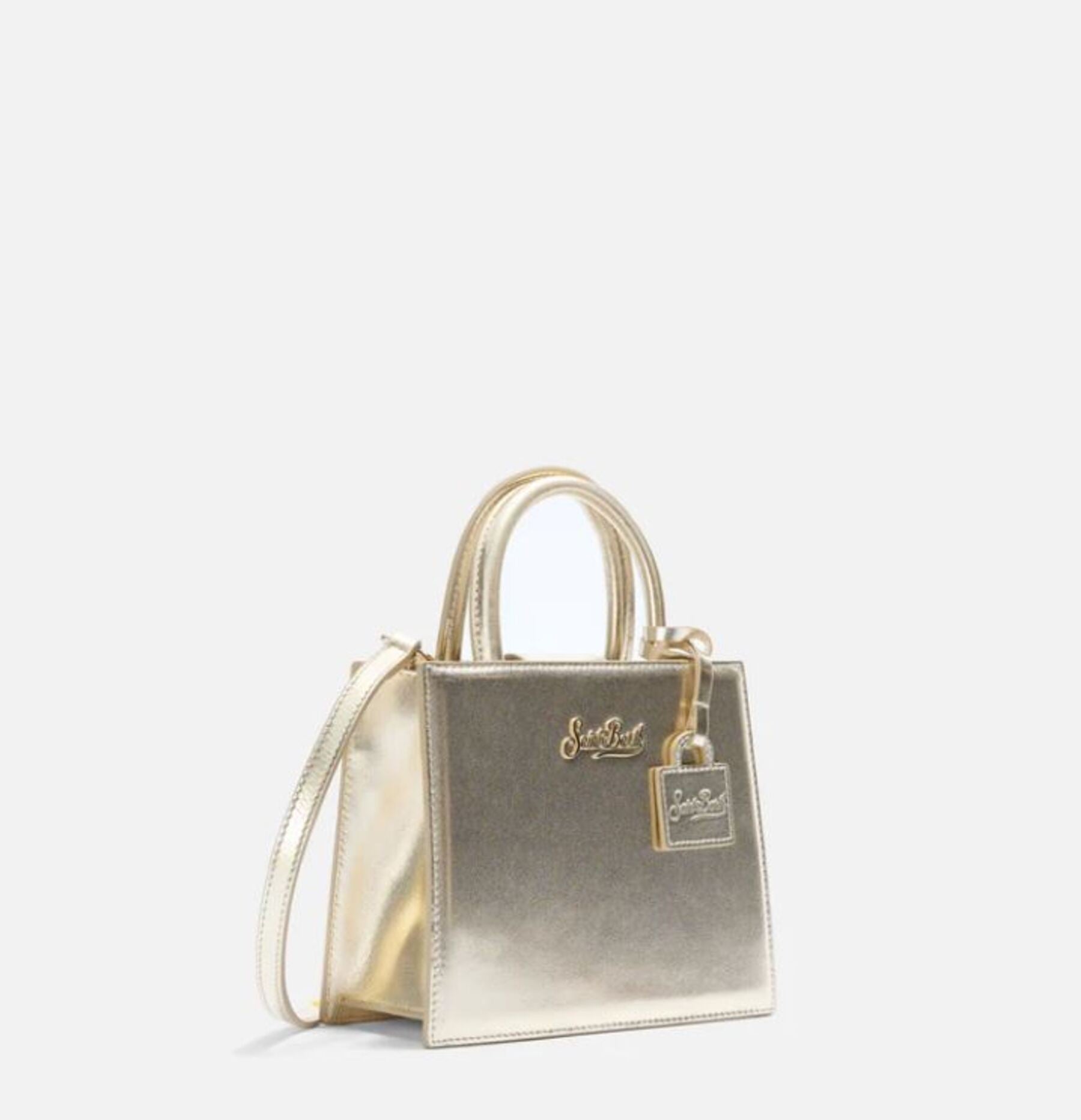 Small Structured Handbag with Metallic Gold Finish