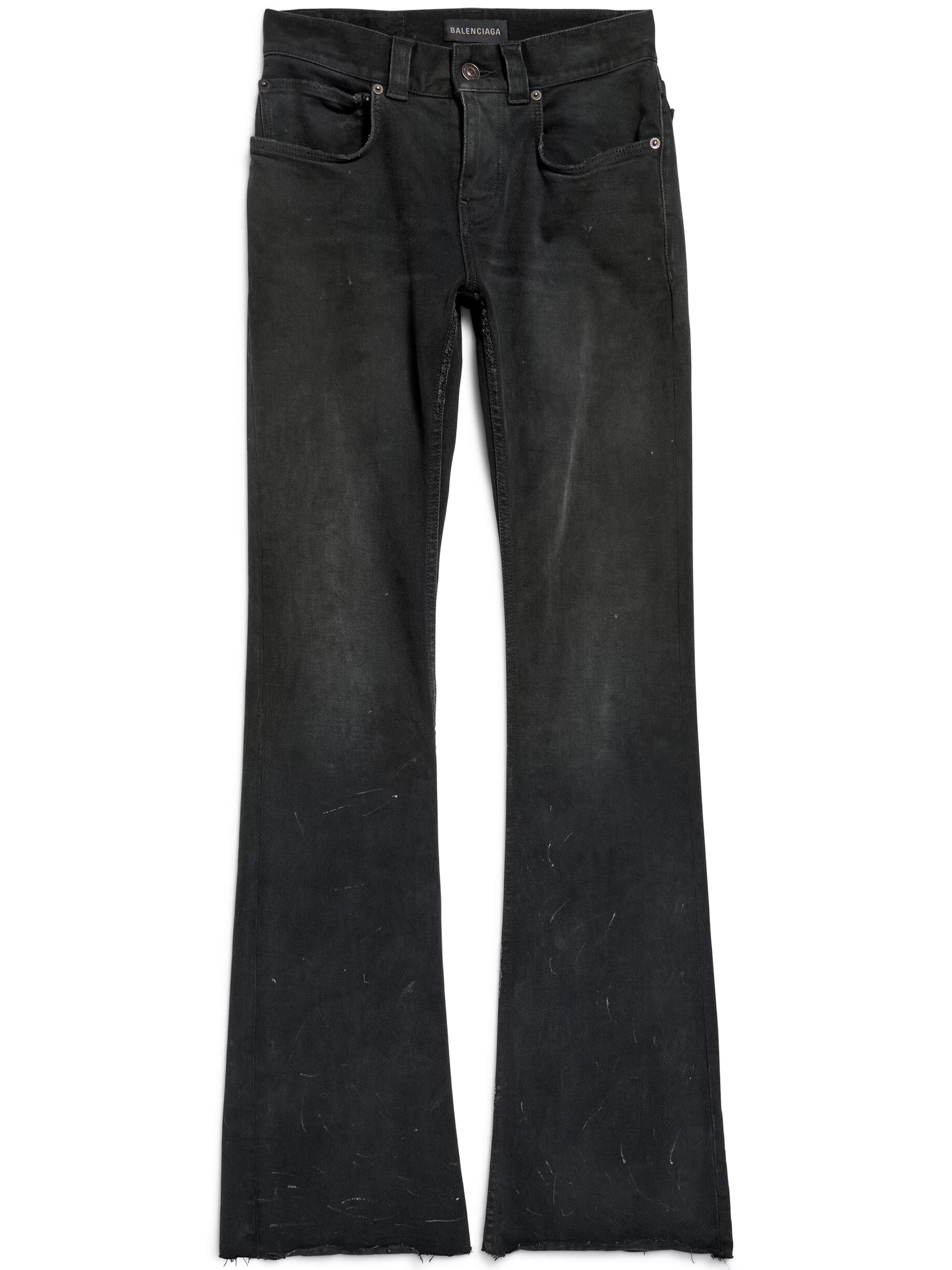 Black Bootcut Distressed Cotton Jeans