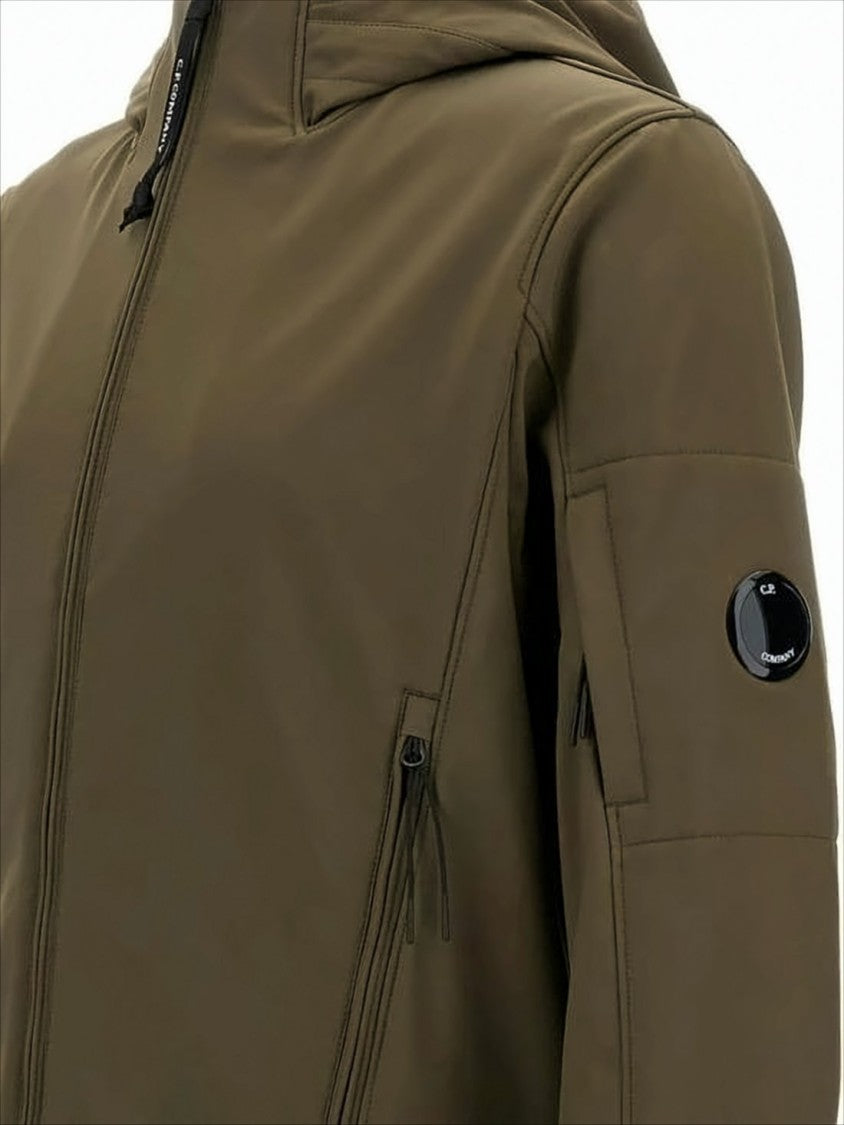 Matte-Finish Hooded Jacket With Zippered Pockets And Logo Patch
