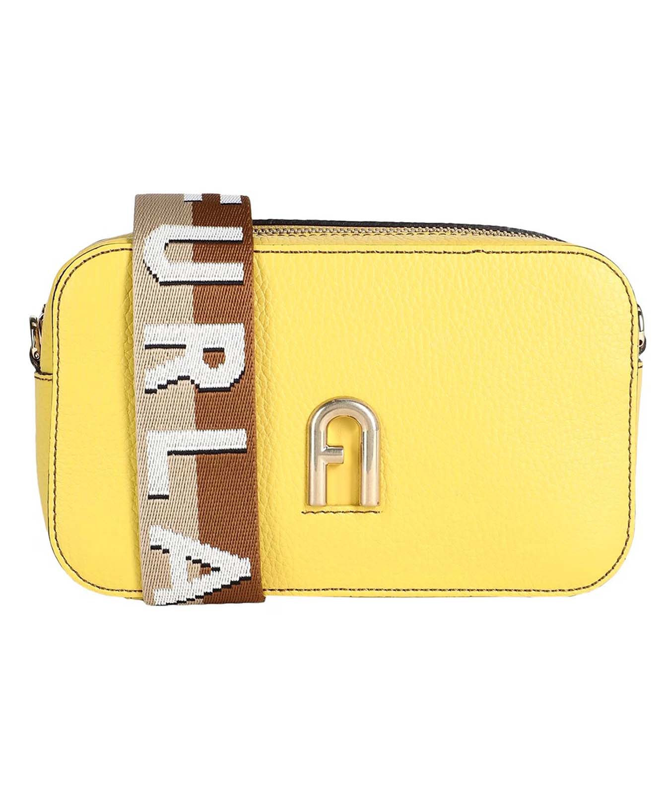 Rectangular Textured Leather Bag with Zip Closure
