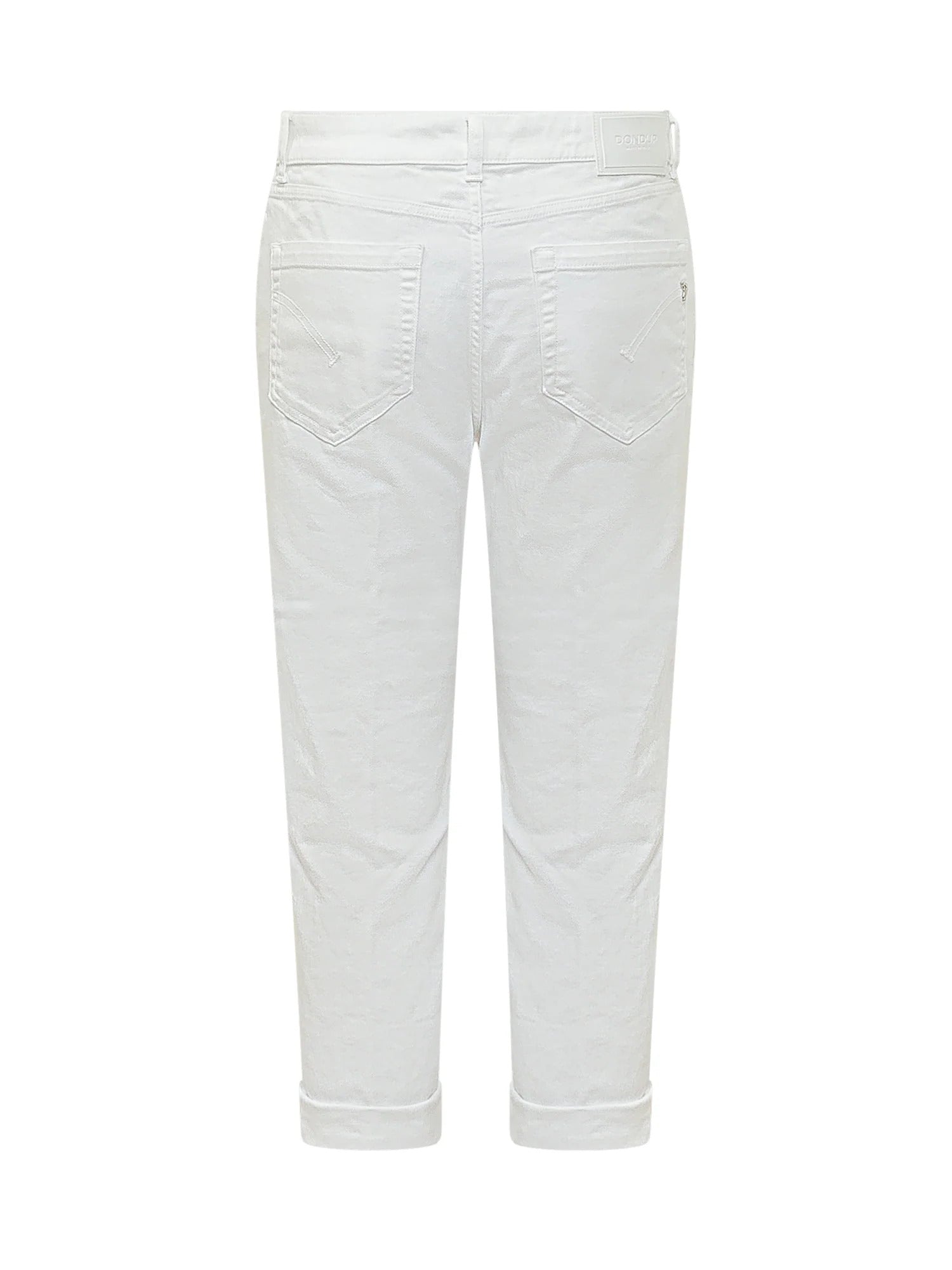 Cropped White Jeans with Button-Front Closure