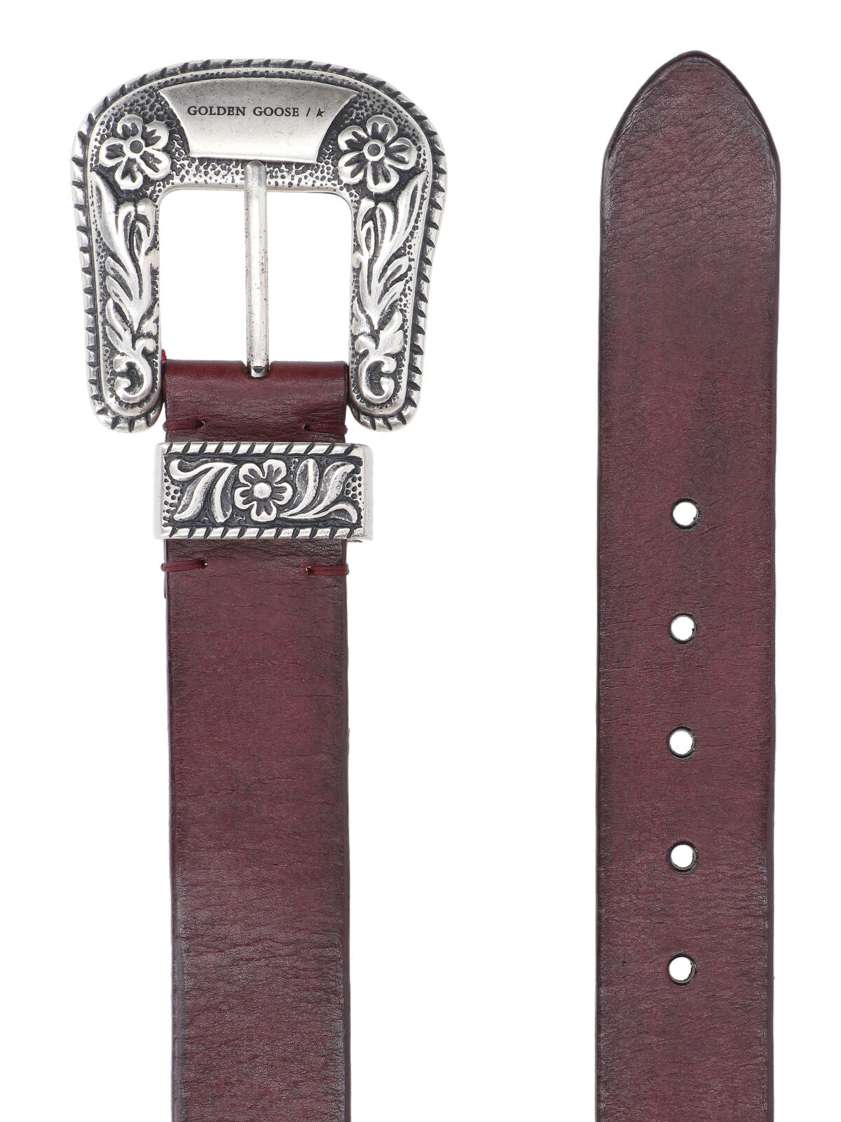 Bordeaux Ornate Buckle Leather Belt