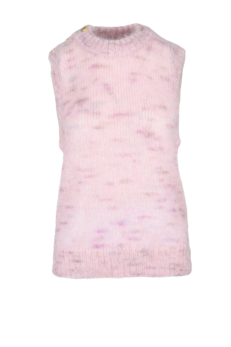 Soft Pink Mohair Blend Sleeveless Vest