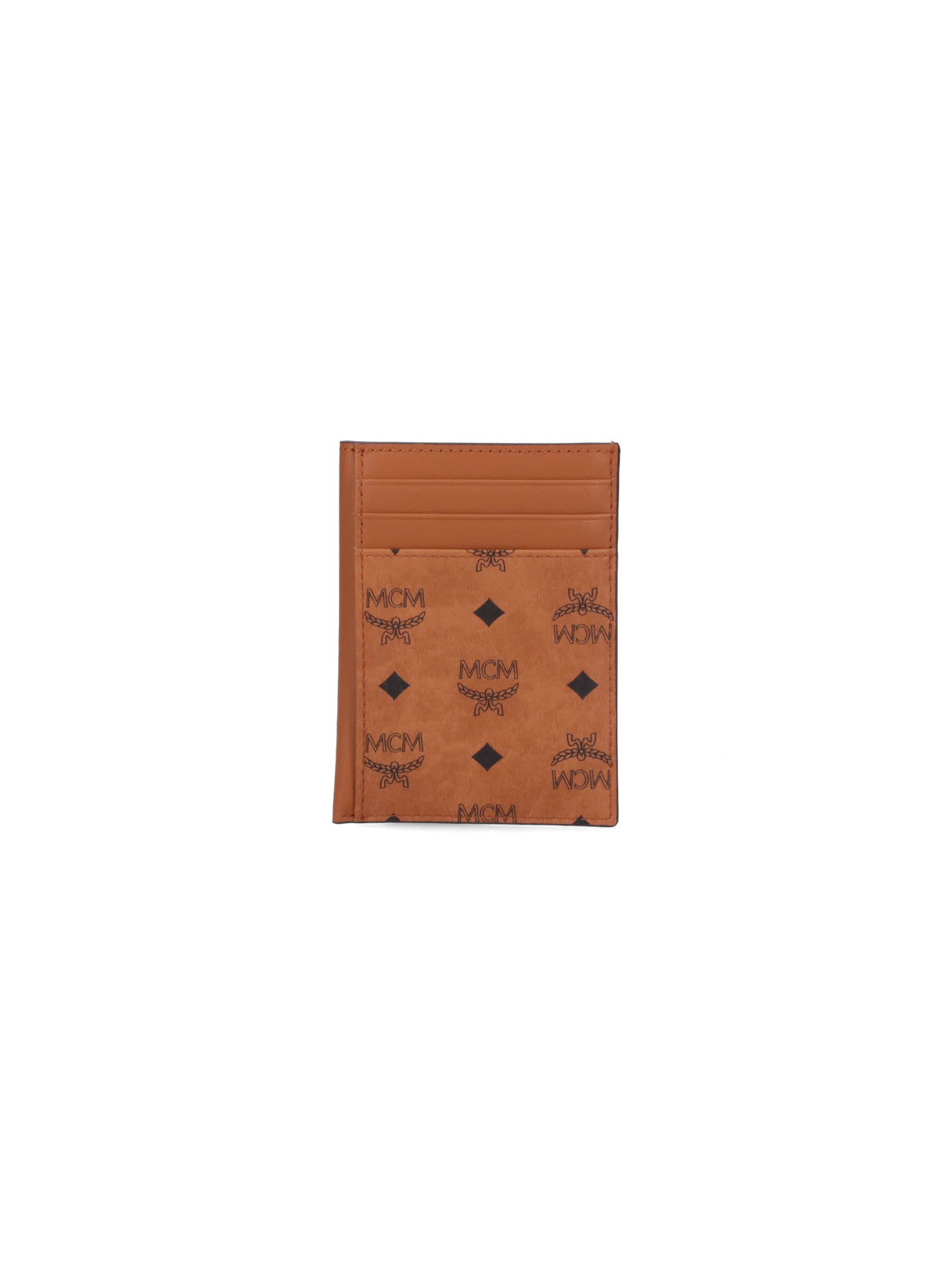 "N/S" Vertical Card Holder, In Brown Visetos Eco-Leather