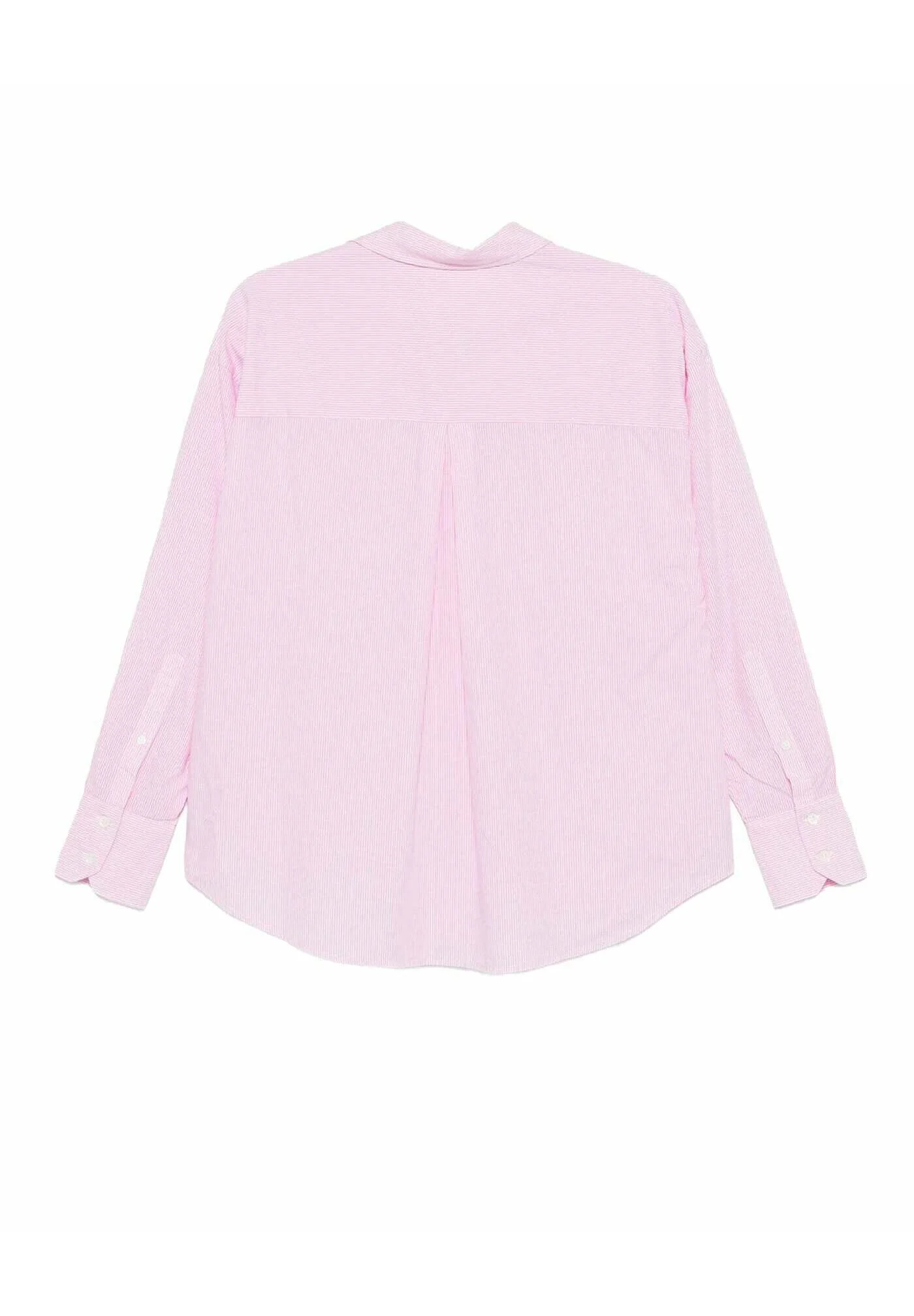Light Pink Button-Up Shirt with Vertical Stripe Pattern