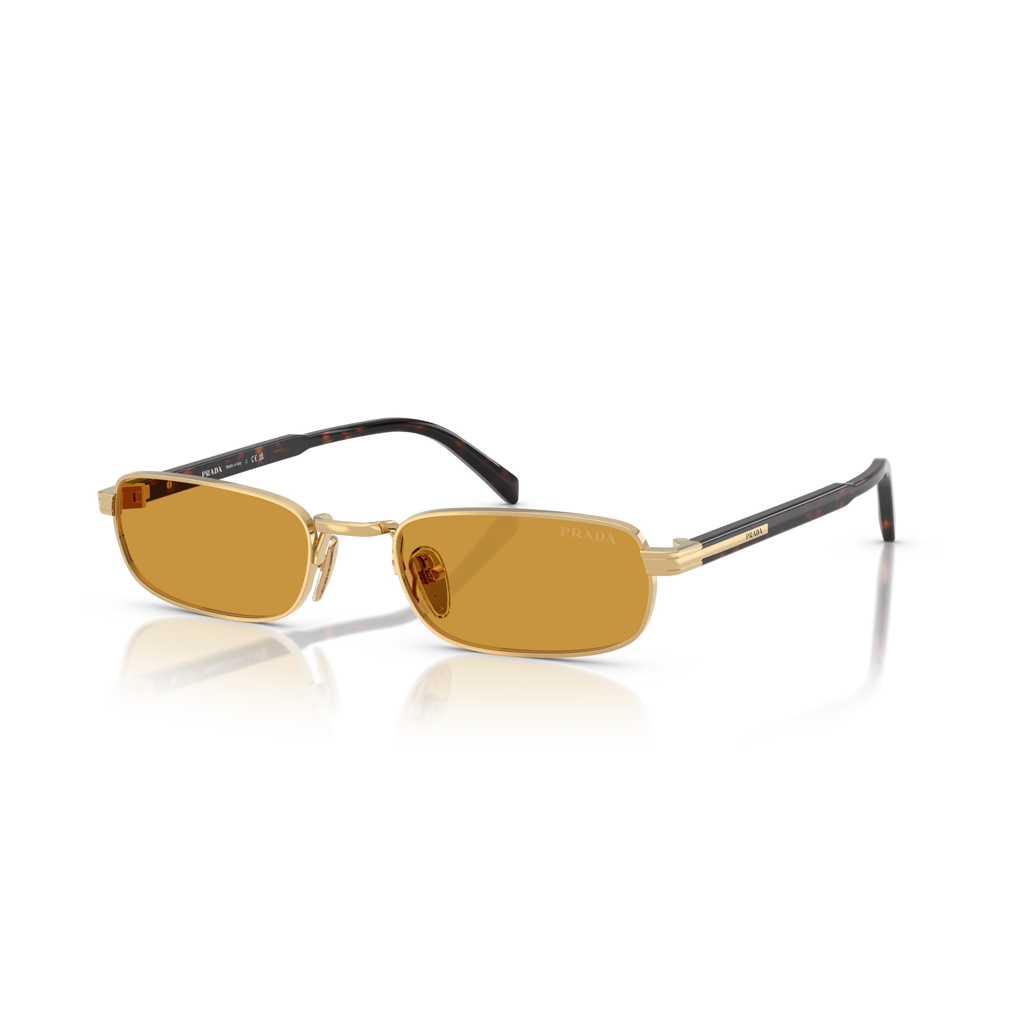 0pr B54s Amber-Tinted Rectangular Sunglasses