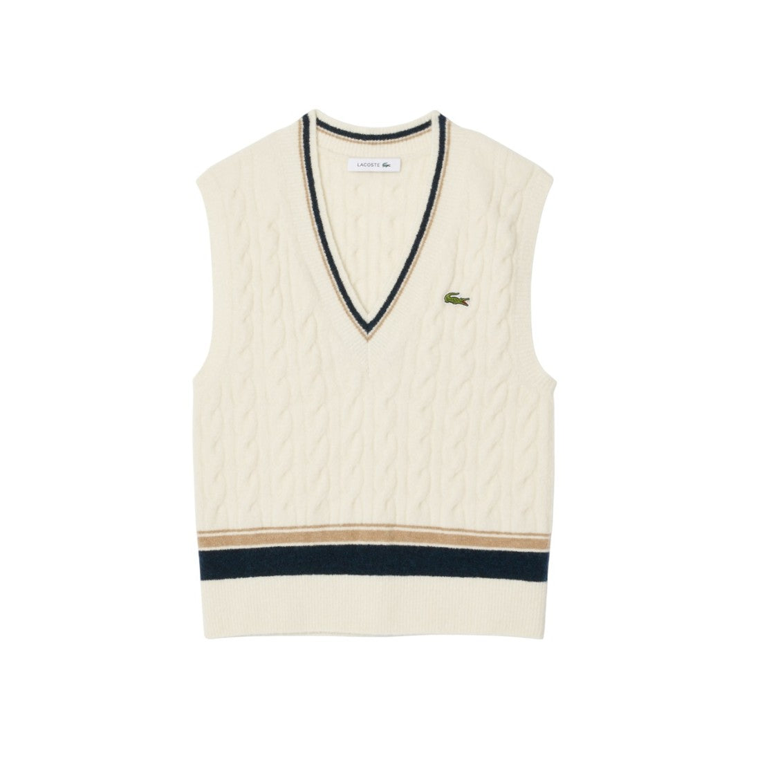 Cream Cable-Knit Sweater with Classic Fit