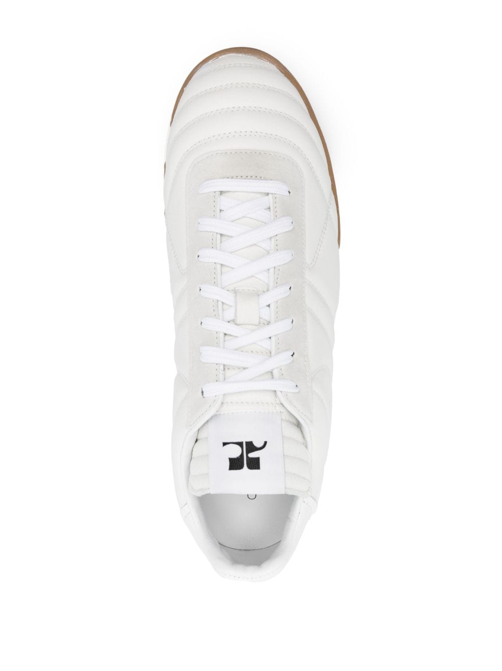 Panelled White Leather Low-Top Sneakers