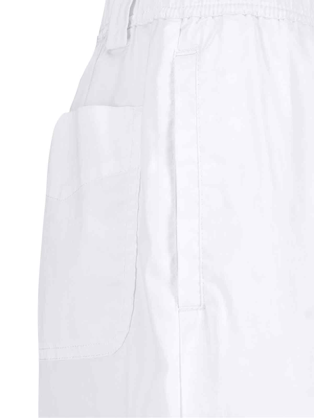 Wide Cotton Blend Trousers – White