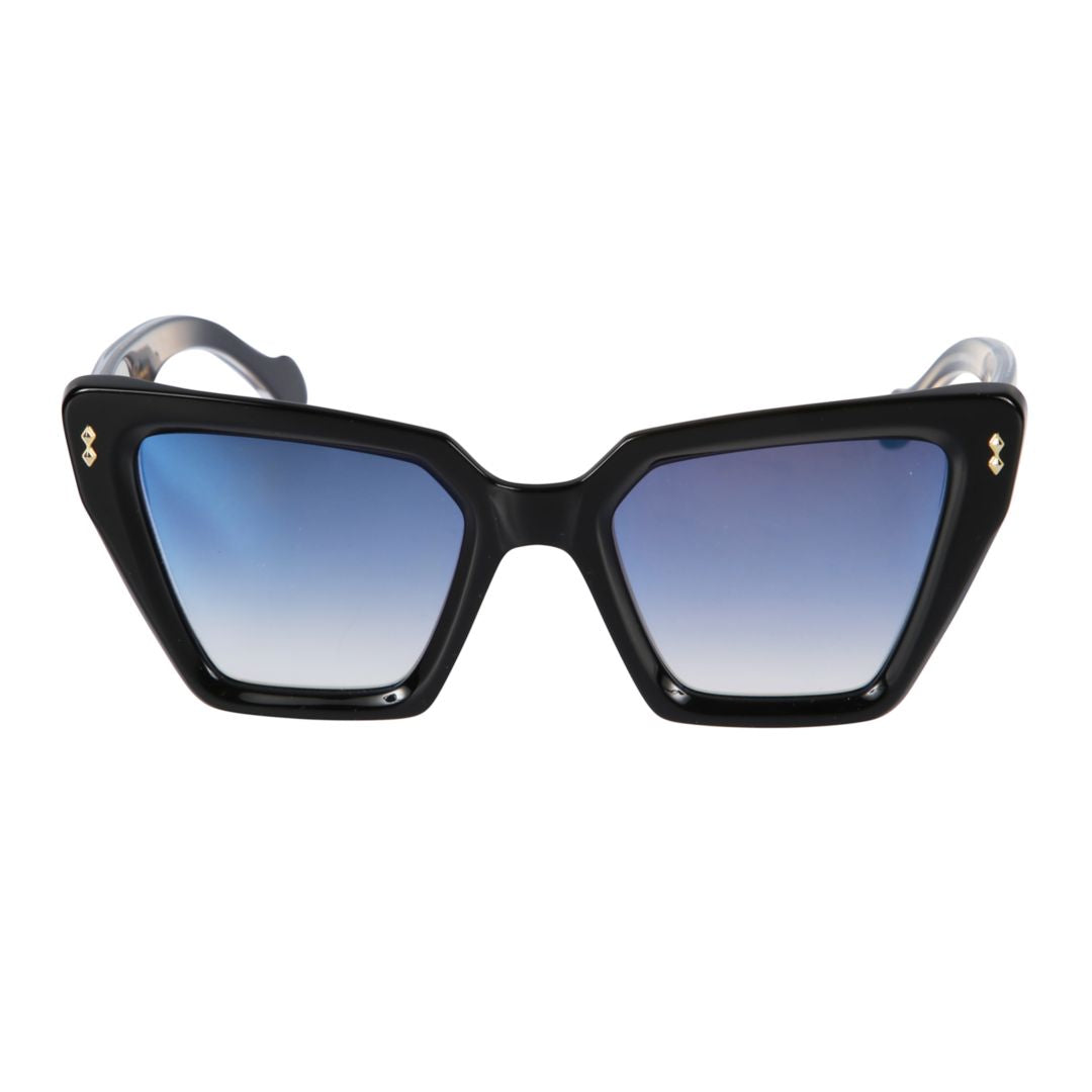 Vanessa Glamour Oversized Cat-Eye Sunglasses with Gradient Blue Lenses