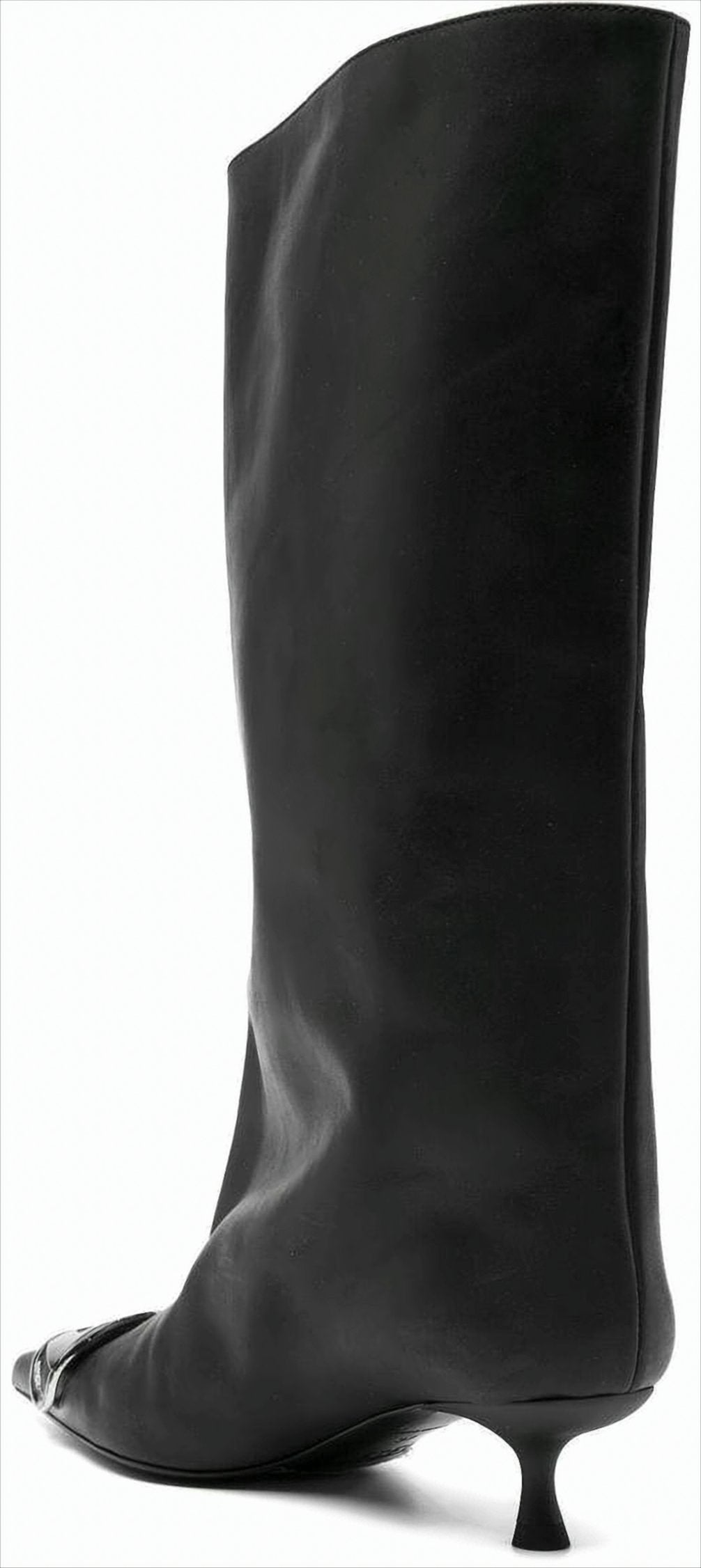 Mid-Calf Black Boot with Pointed Toe