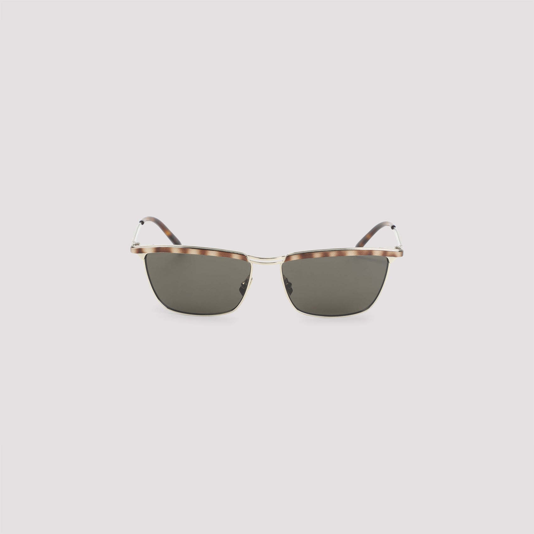 Rectangular Metallic Sunglasses with Tortoiseshell Accents