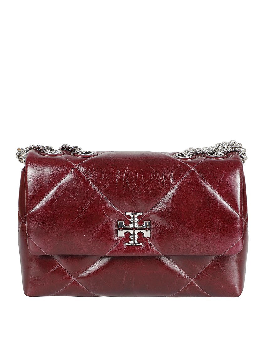 Burgundy Quilted Handbag With Magnetic Closure