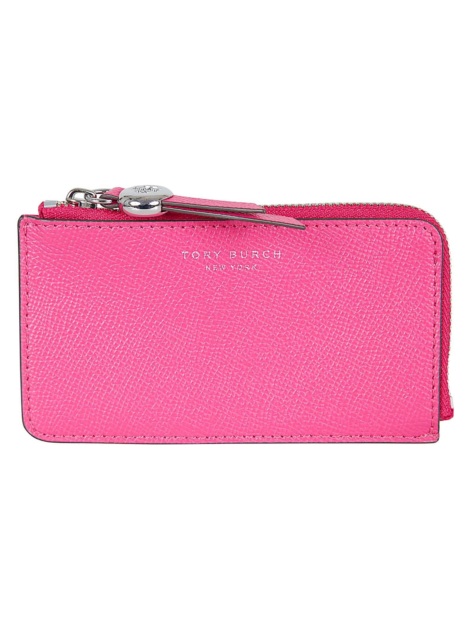 Textured Leather Zip-Around Wallet with Embossed Branding