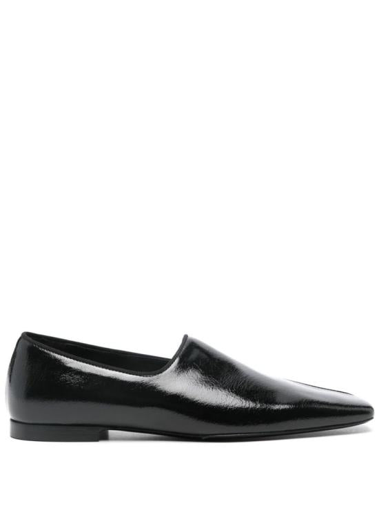 Refined Black Leather Flats with Pointed Toe