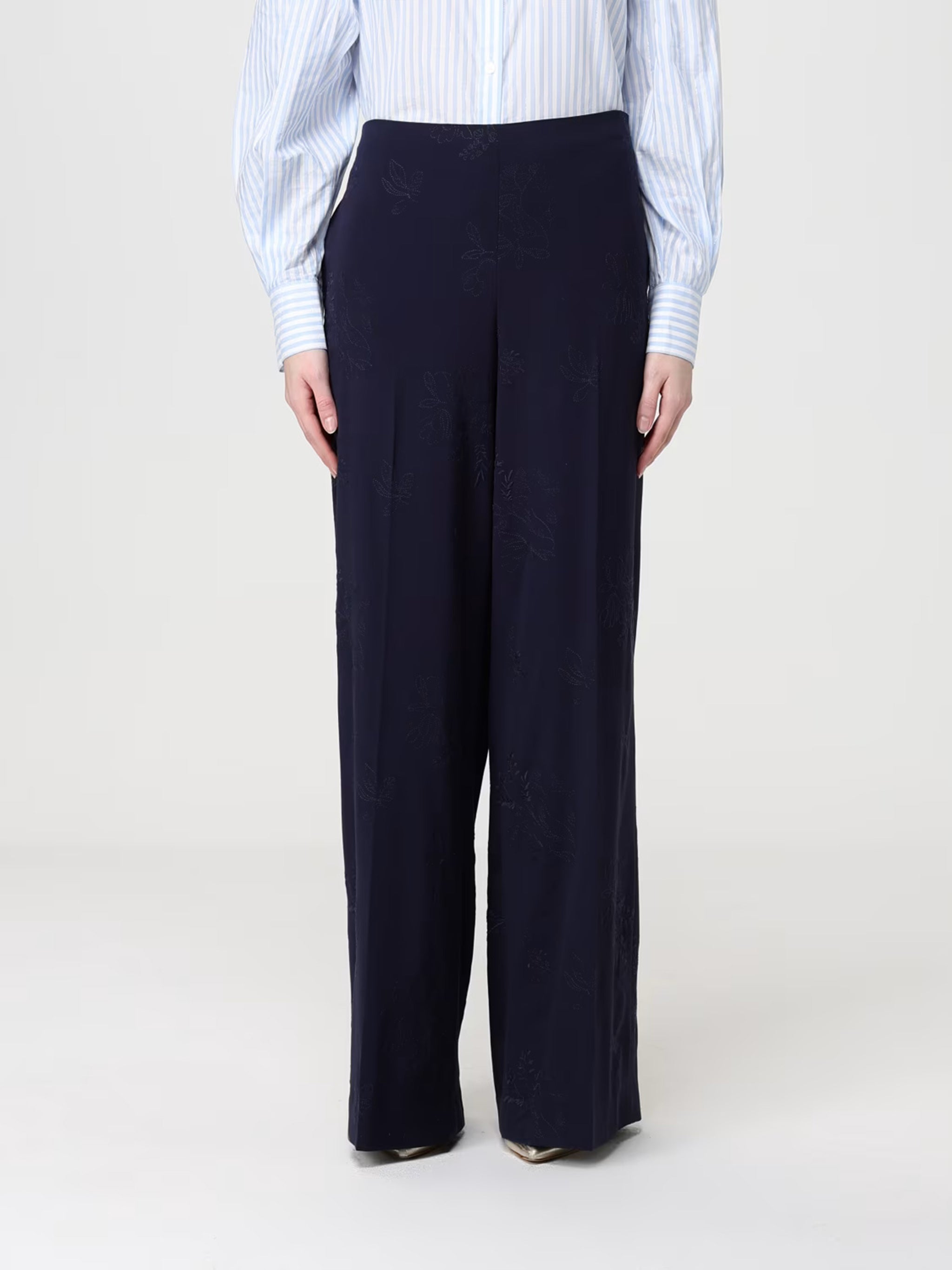 Blue Pantalone Wide-Leg Relaxed Pants